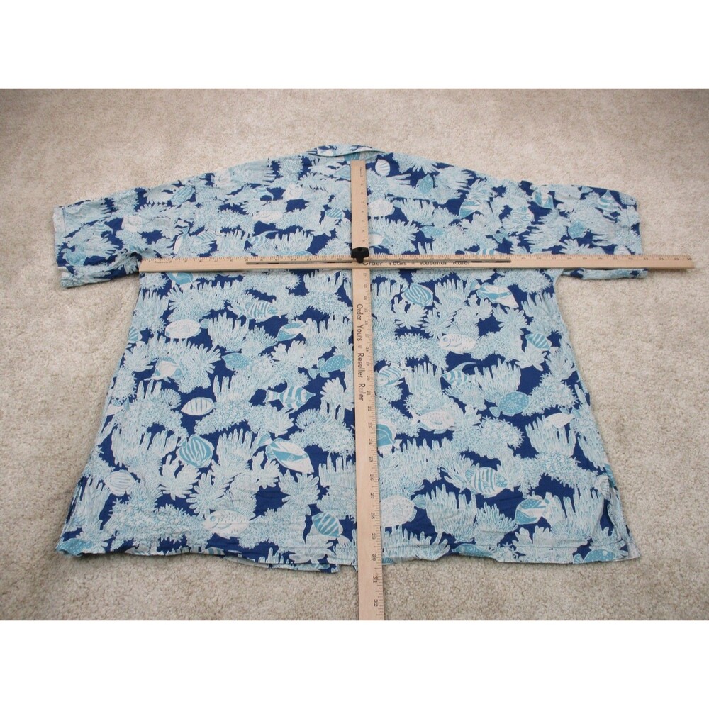 Tori Richard Shirt Men 2XL Blue Fish Coral Reef Hawaiian Cotton Lawn Button Up - Picture 8 of 10
